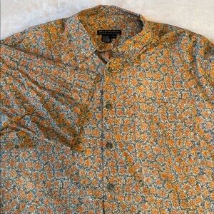 Royal Robbins Outdoor Travel Clothing Floral orange button down Shirt Mens XL